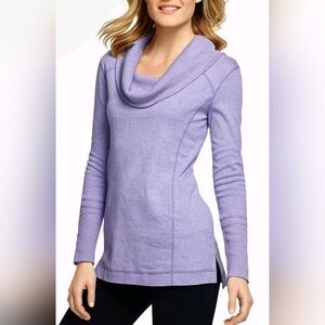 Talbots Active Women's Size XL  Drape Neck 100% Cotton Long Sleeve Top